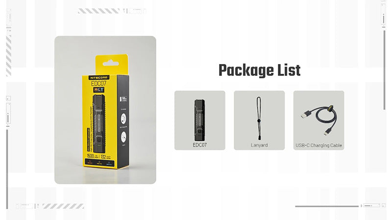 EDC07 – Lampe Torche Nitecore – 1500 Lumens – 3 Températures de Couleur – Rechargeable USB-C