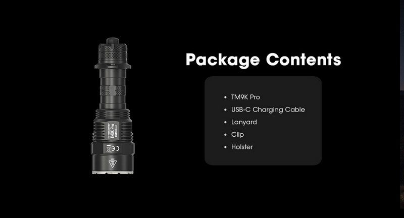 Lampe torche tactique Nitecore TM9K PRO 9900 Lumens rechargeable USB C one s