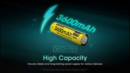 Batterie Nitecore 18650 3600mAh rechargeable Type C NL1836R 01 2