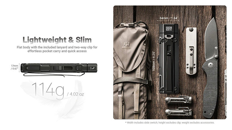 Lampe Torche Nitecore EDC09 1600 Lumens Tete Rotative 102 1 15