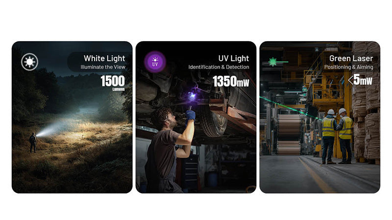 Lampe Torche Nitecore EDC17 1500 Lumens LED Blanche UV Laser Vert 1 3