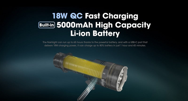 Lampe torche tactique Nitecore TM9K PRO 9900 Lumens rechargeable USB C one s