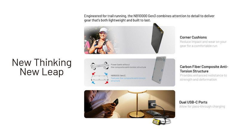 Powerbank Nitecore NB10000 GEN3 en fibre de carbon tres leger 01 02