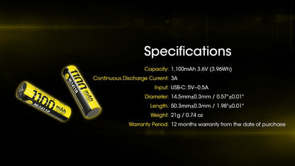batterie Nitecore 14500 NL1411R 1100mAh 01 10