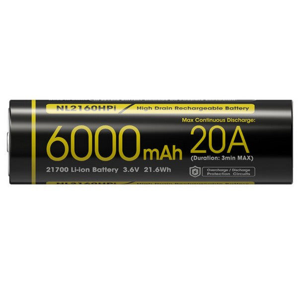 Batterie Nitecore NL2160HPi 21700 - 6000mAh 3.6V - protge Li-ion   NITECORE-FRANCE