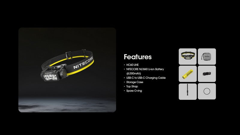 lampe frontale Nitecore HC60 UHE 1600 Lumens ultra polyvalente 01 24