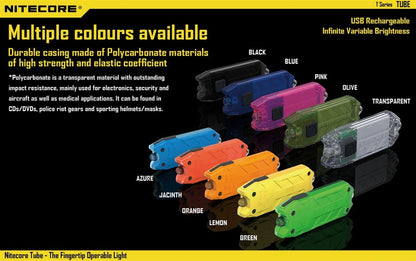 lampes Nitecore tube couleurs