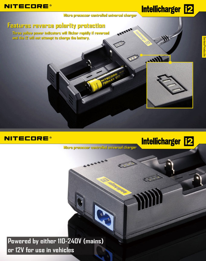 Chargeur intelligent New I2 Nitecore, chargeur universel pour accus