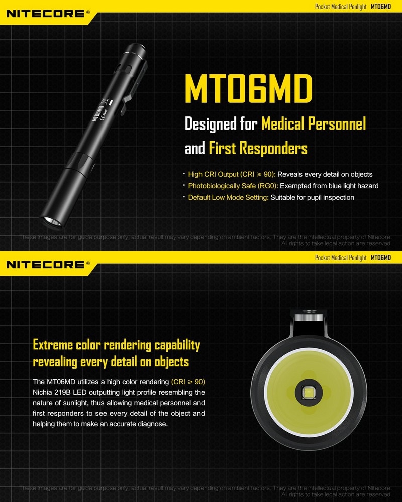 Lampe-torche médicale de poche en aluminium de type stylo