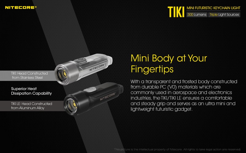 Mini lampe de poche Nitecore TiKi 300 Lumens, rechargeable, pour