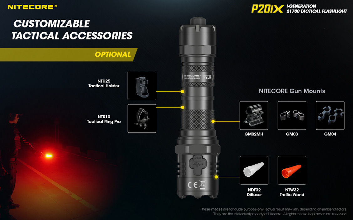 Lampe de poche LED tactique rechargeable P20ix 4000 lumens