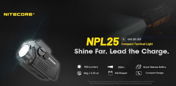 Lampe pour arme Nitecore NPL25 - 900Lumens 